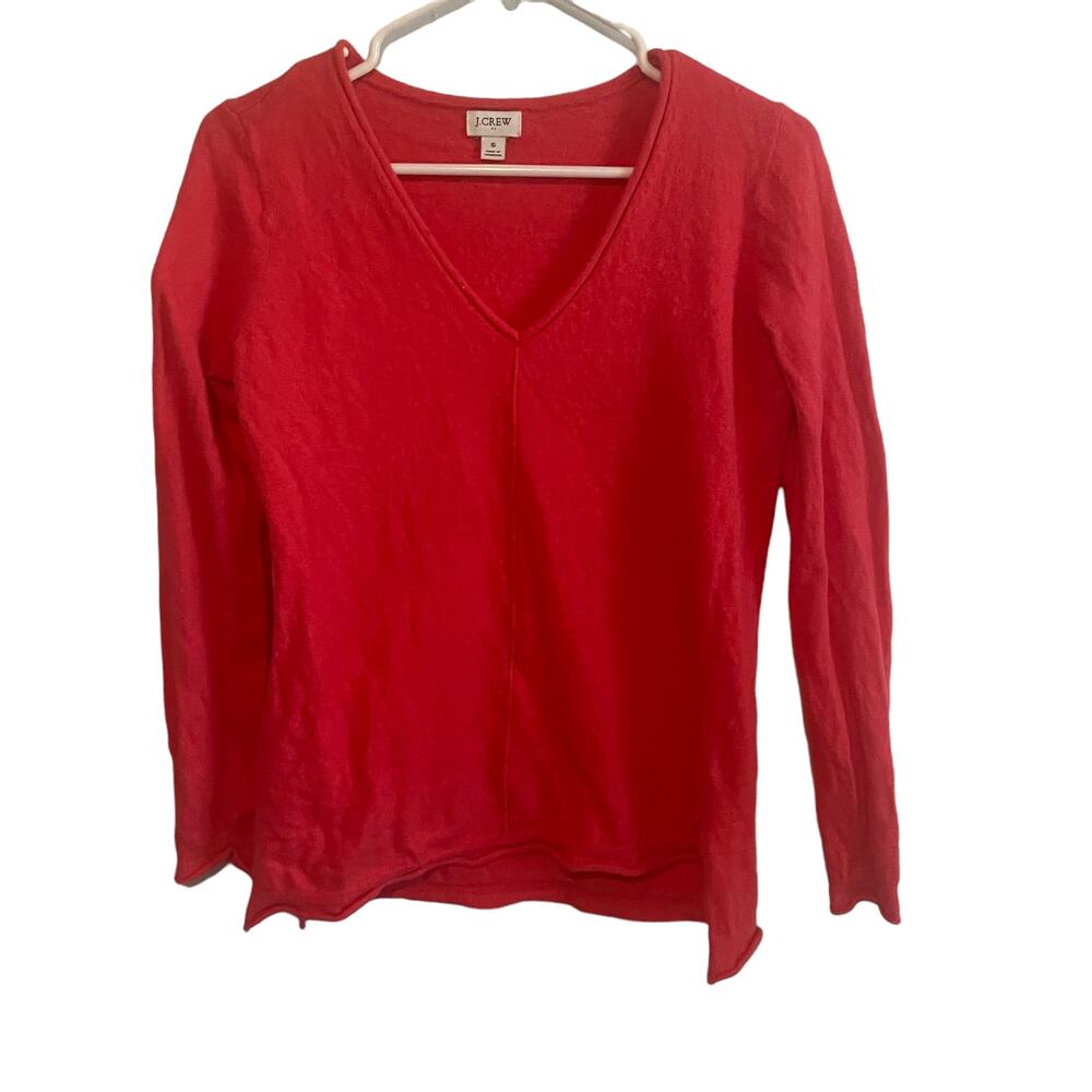 J. Crew Women's Size Small Pink V Neck Wool Blend Soft Sweater